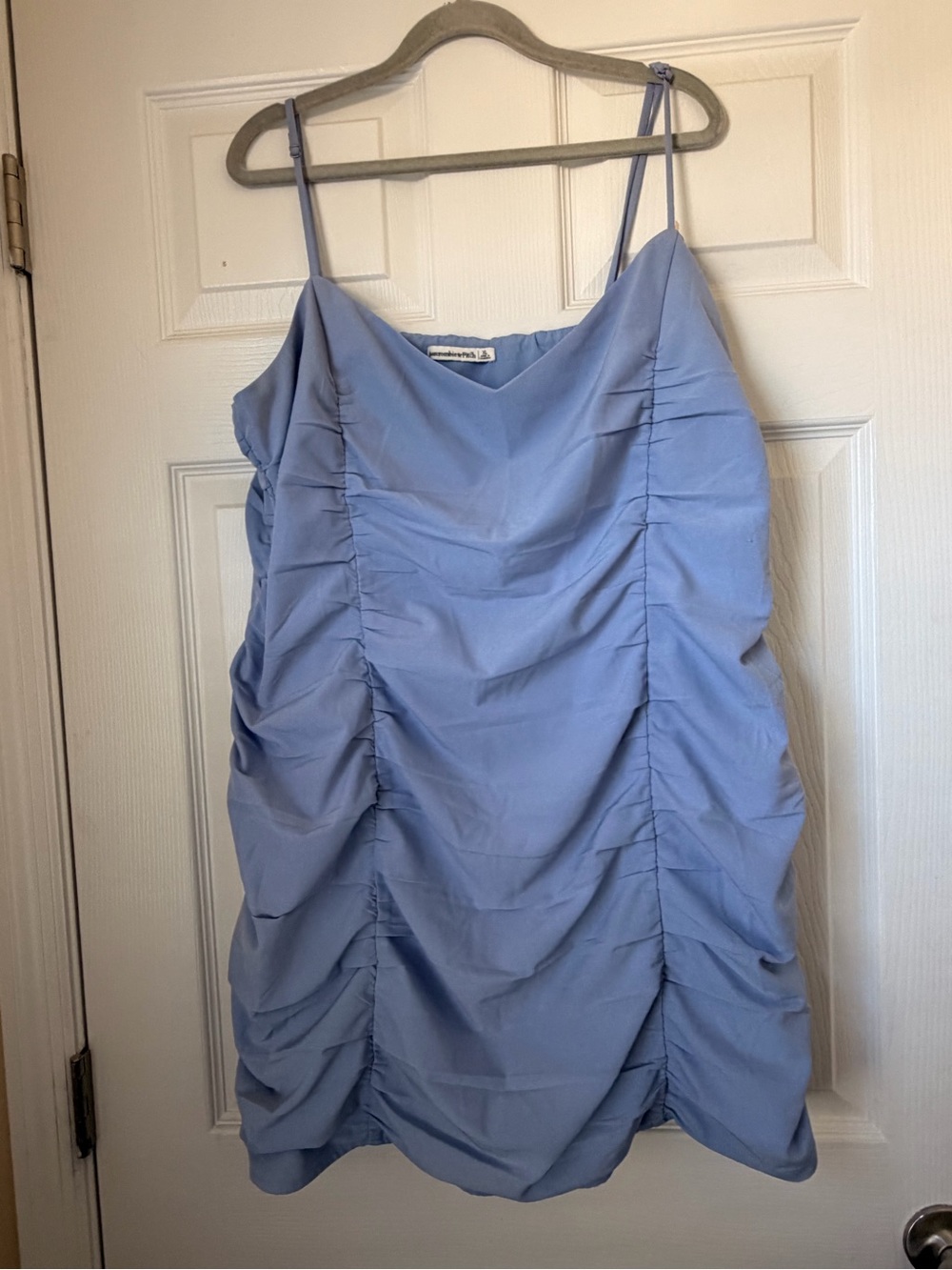 Abercrombie & Fitch Dusty Blue Ruched Mini Dress